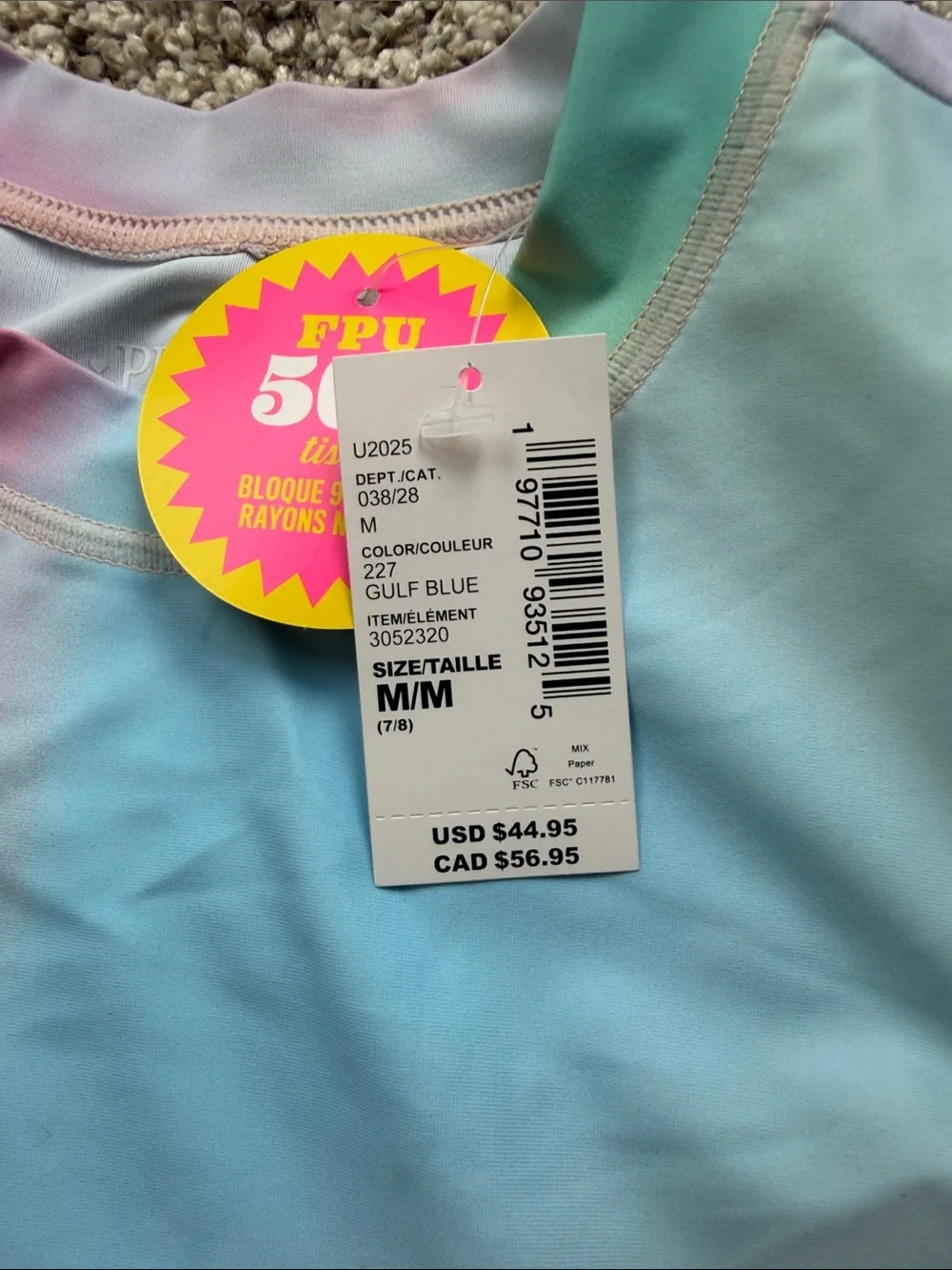NWT Children's Place girls tie dye Long Sleeve Rash Guard, tankini, bikini